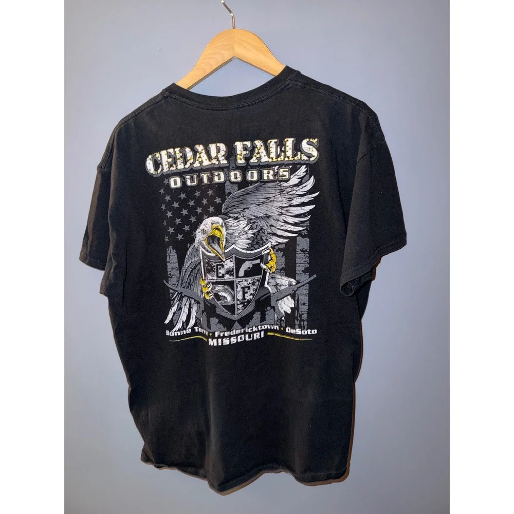 Gildan‎ Cedar Falls Outdoors Missouri Eagle Graphic T-Shirt Mens XL Black